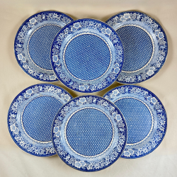 Creil et Montereau Faïence Blue & White Plates, set of six
